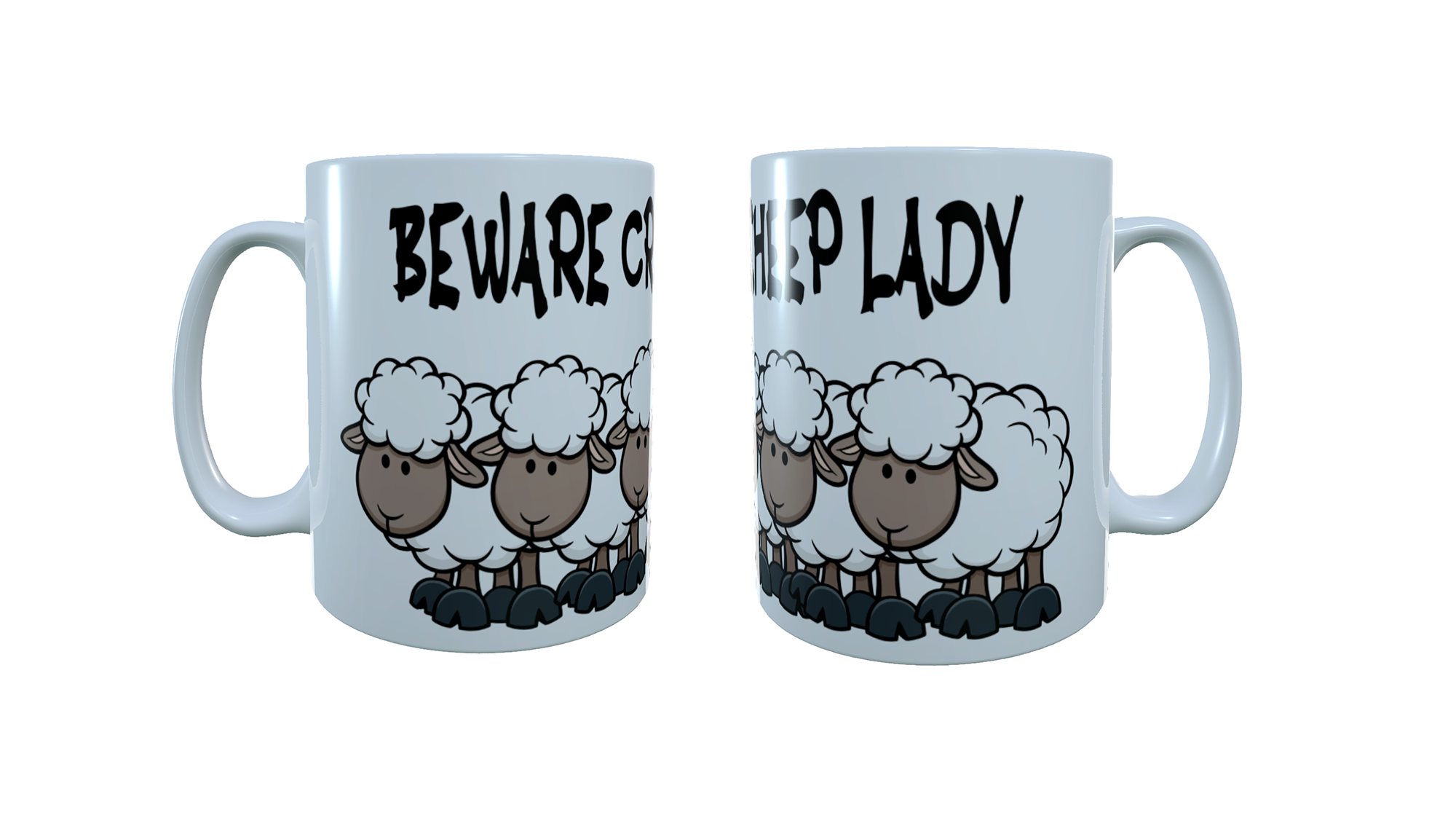 Sheep Ceramic Mug - Beware Crazy Sheep Lady - Click Image to Close